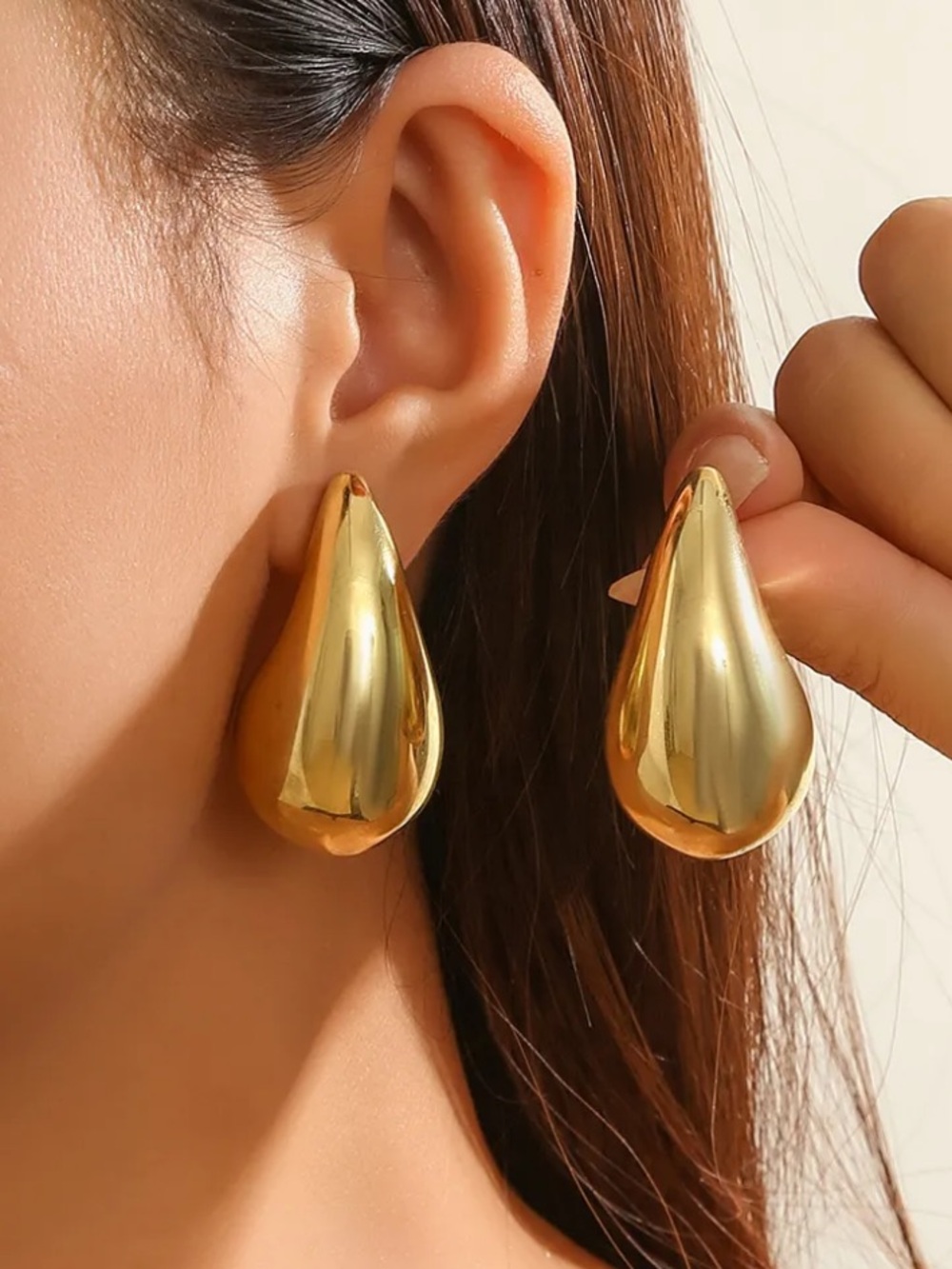 Gold Water Drop Statement Earrings - Gold